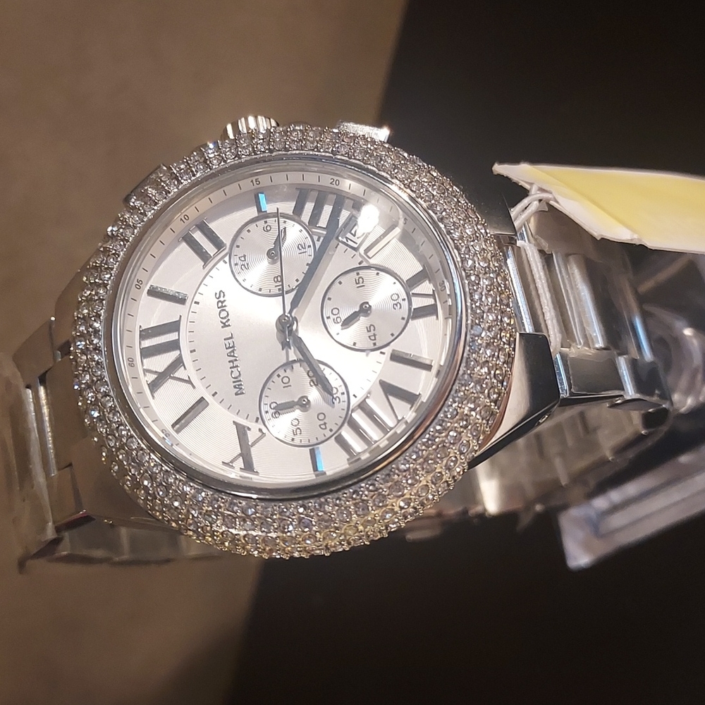 Michael Kors Silver Watch with Crystal Accents